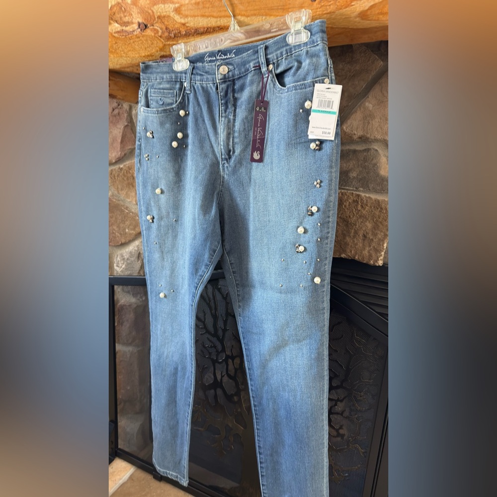 Gloria Vanderbilt Light Blue Embellished Jeans